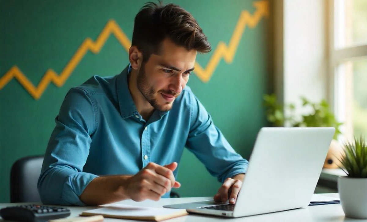 Person practicing revenge saving by tracking finances and building emergency fund with determination