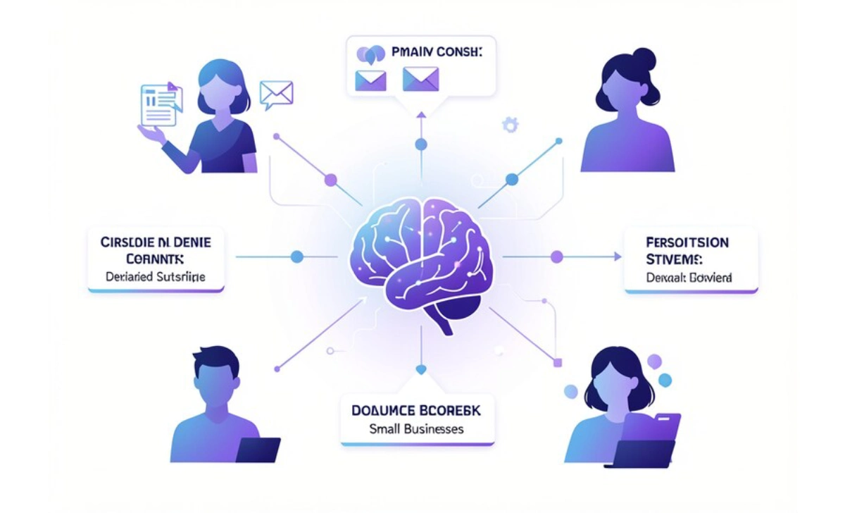 AI content personalization system delivering customized marketing messages to different users based on behavior and preferences