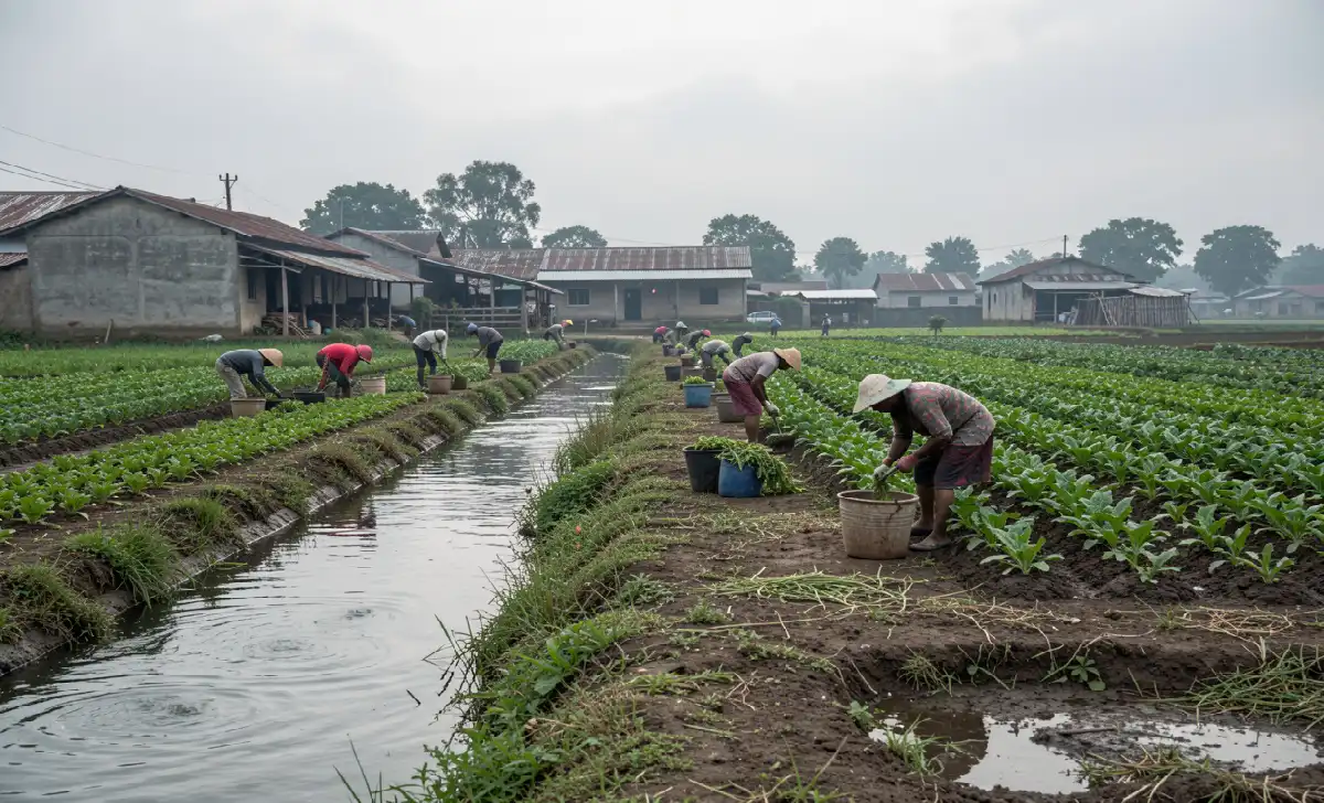 GIZ sustainability work supporting a rural agricultural community project with irrigation access