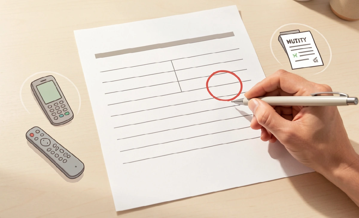 A person reviewing a monthly budget sheet to spot and cut lifestyle creep expenses