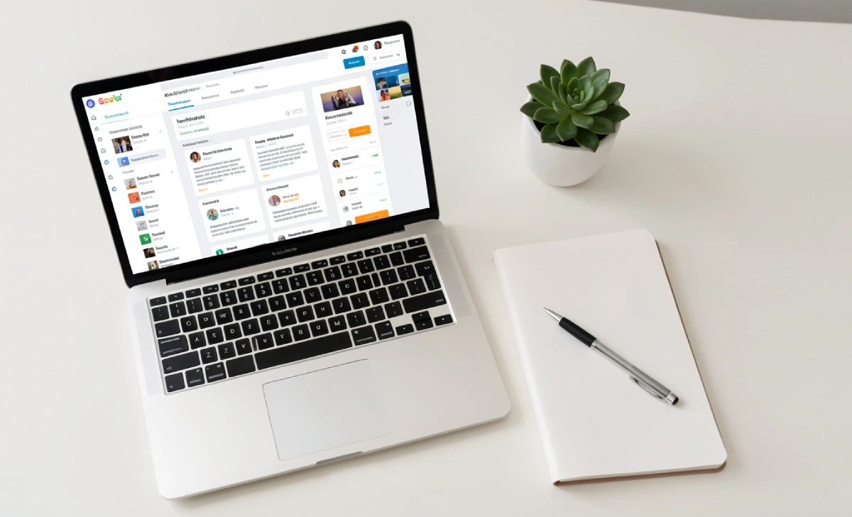 Laptop open on a blogging dashboard representing Blogsternation.com features for writers