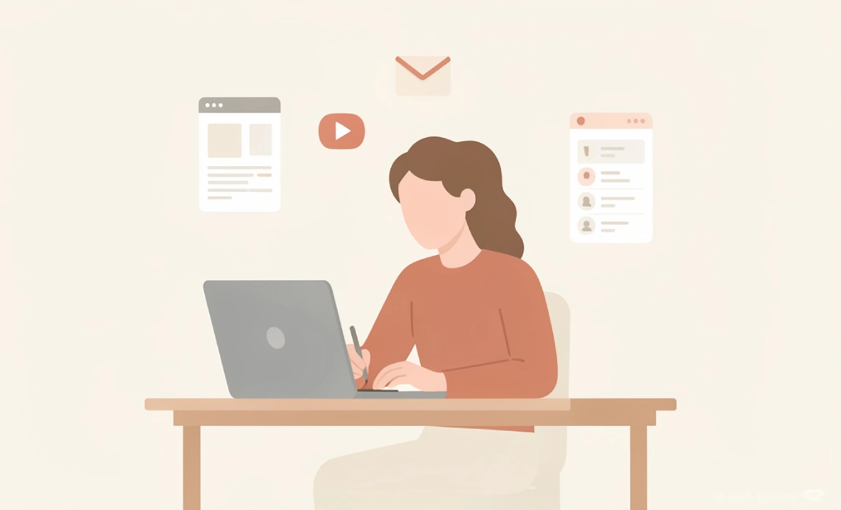 Person creating content marketing materials on a laptop