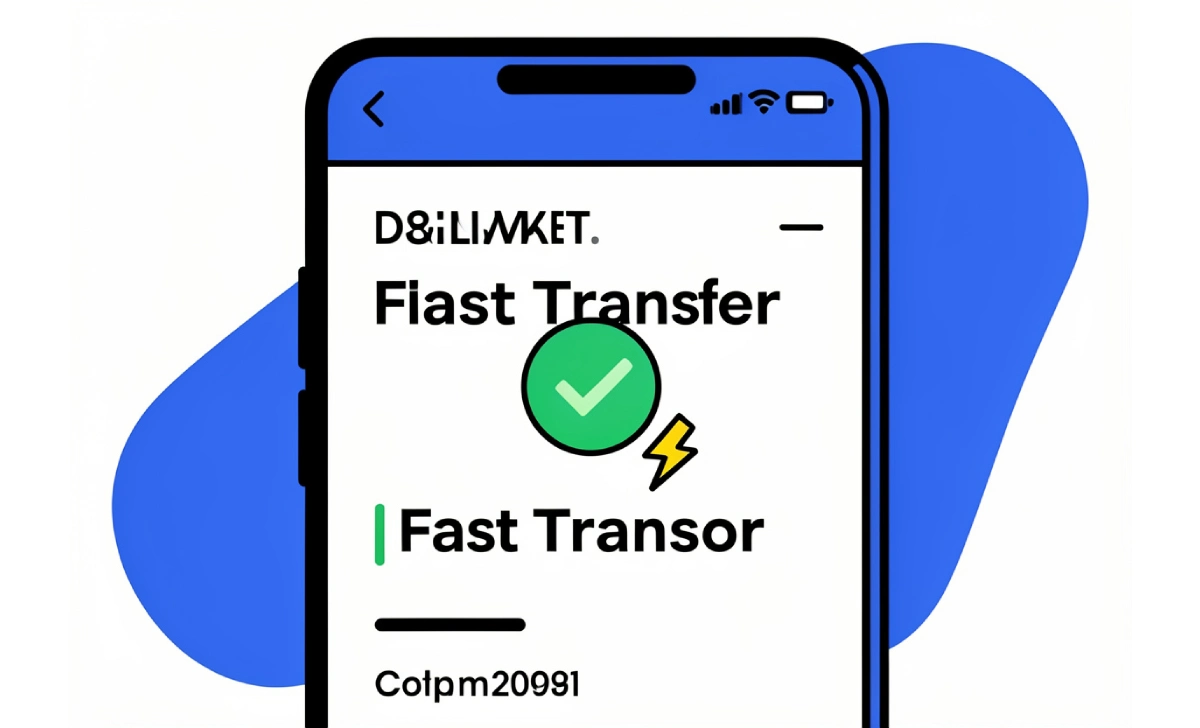 Digital crypto wallet showing a fast withdrawal confirmation with a green checkmark