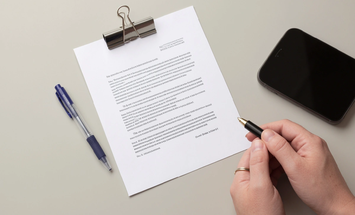 A desk with documents and a phone representing how to contact an Ombudsmann