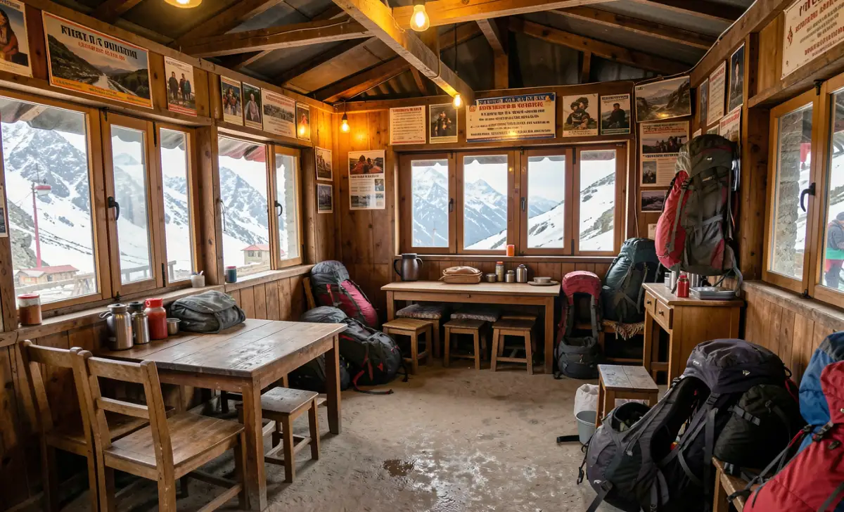 A traditional teahouse on the Everest Base Camp route in Nepal
