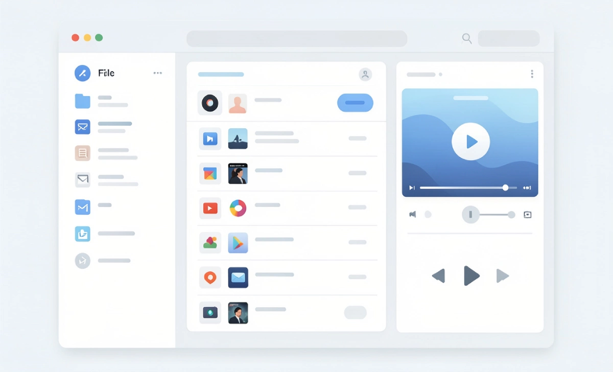 what Moxhit4.6.1 software is about with a three-panel media and file management interface