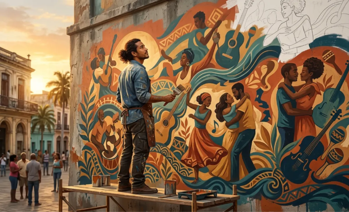 Royme Socarras artist" appears in the first three words, which is best practice for image SEO. It describes what's actually in the image rather than keyword-stuffing.