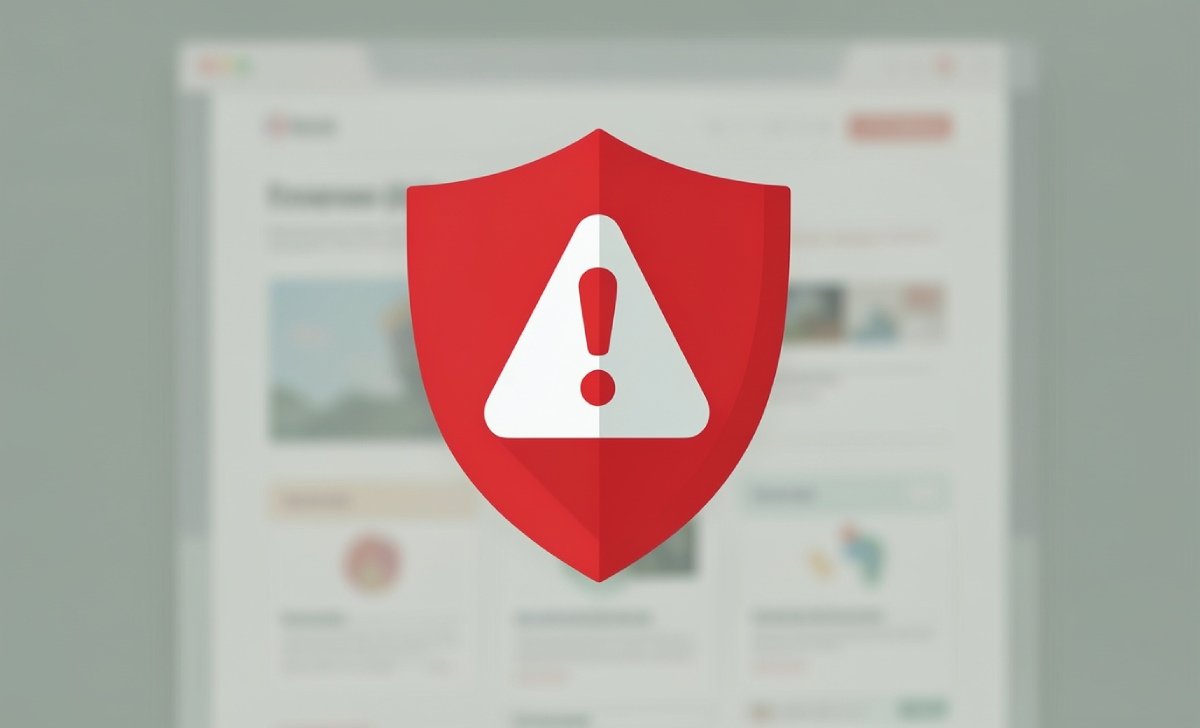 Red warning icon over a blurred fake Star Wars FX Maker code generator website, illustrating scam sites to avoid